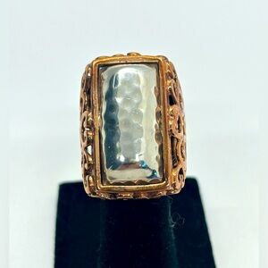Barse Silver & Copper Ring            Size 6